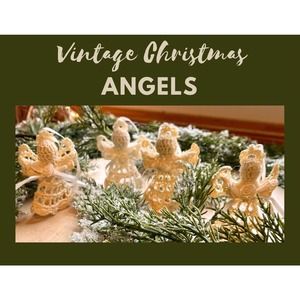 Vintage Crochet Christmas Angels Handmade Hanging Tree Ornaments